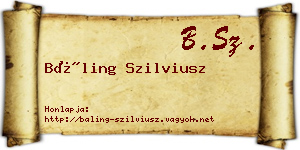Báling Szilviusz névjegykártya